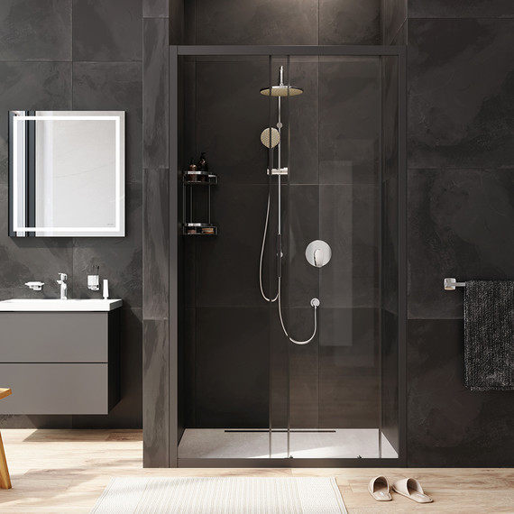 Дверь душевая Am.Pm Gem Solo 110х195 см W90G-110-1-195BT, черный/прозрачное фото 4