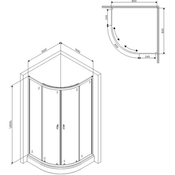 Душевое ограждение Am.Pm X-Joy Twin Slide 90x90 см W88G-205-090BT64, черный/прозрачное - 7 Душевое ограждение Am.Pm X-Joy Twin Slide 90x90 см W88G-205-090BT64, черный/прозрачное фото 7