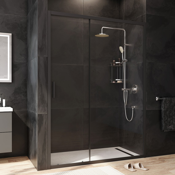 Дверь душевая Am.Pm Gem Solo 140х195 см W90G-140-1-195BT, черный/прозрачное фото 2
