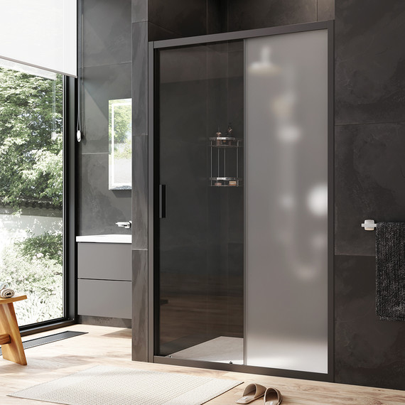 Дверь душевая Am.Pm Gem Solo 120х195 см W90G-120-1-195BM, черный/матовое фото 2