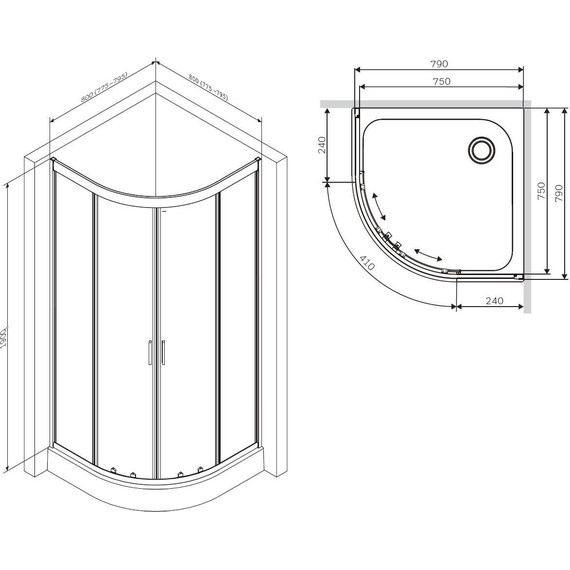 Душевое ограждение Am.Pm Gem 80х80 см W90G-401-080WT, серебро/прозрачное - 14 Душевое ограждение Am.Pm Gem 80х80 см W90G-401-080WT, серебро/прозрачное фото 14