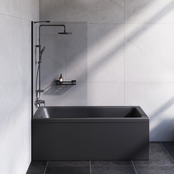 Шторка для ванны Am.Pm Gem 80х140 см W90BS-080-140BT (стекло 8 мм), черный/прозрачное - 3 Шторка для ванны Am.Pm Gem 80х140 см W90BS-080-140BT (стекло 8 мм), черный/прозрачное фото 3