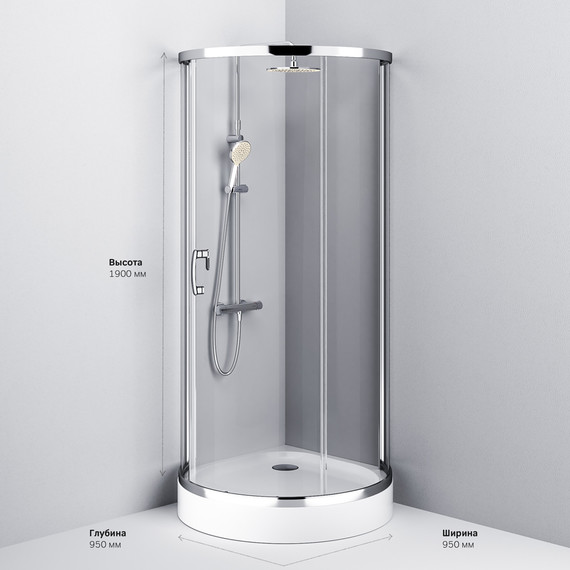 Душевое ограждение Am.Pm Like Round 95x95 см W83G-333-095CT, хром/прозрачное - 10 Душевое ограждение Am.Pm Like Round 95x95 см W83G-333-095CT, хром/прозрачное фото 10