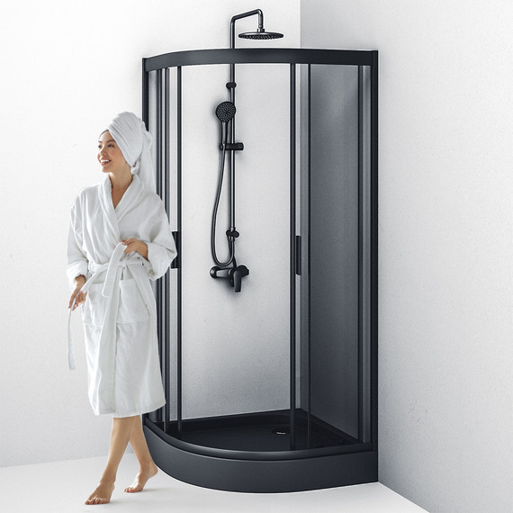 Душевое ограждение Am.Pm Gem 90x90 см W90G-401-090BT, черный/прозрачное - 6 Душевое ограждение Am.Pm Gem 90x90 см W90G-401-090BT, черный/прозрачное фото 6