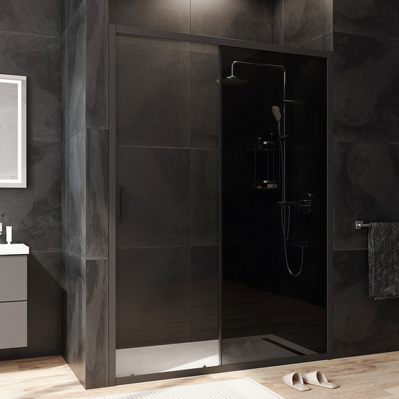Дверь душевая Am.Pm Gem Solo 140х195 см W90G-140-1-195BG, черный/тонированное фото 2