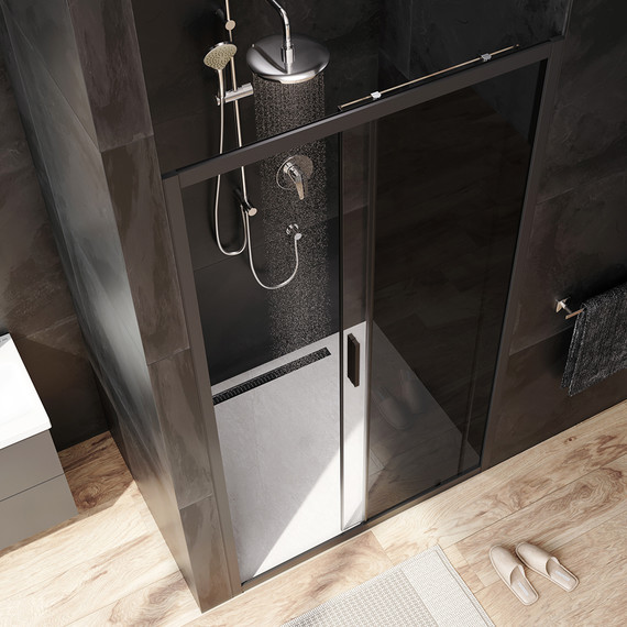 Дверь душевая Am.Pm Gem Solo 110х195 см W90G-110-1-195BG, черный/тонированное фото 3