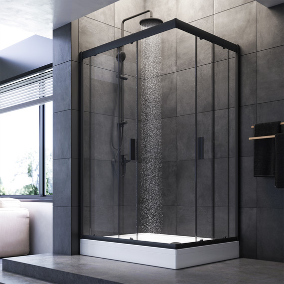 Душевое ограждение Am.Pm Gem Twin Slide 120x90 см W90G-404-120290-BT, черный/прозрачное - 3 Душевое ограждение Am.Pm Gem Twin Slide 120x90 см W90G-404-120290-BT, черный/прозрачное фото 3