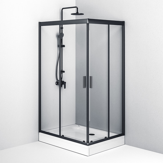 Душевое ограждение Am.Pm Gem Twin Slide 120x90 см W90G-404-120290-BT, черный/прозрачное - 5 Душевое ограждение Am.Pm Gem Twin Slide 120x90 см W90G-404-120290-BT, черный/прозрачное фото 5