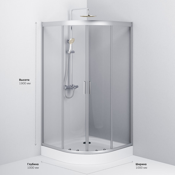 Душевое ограждение Am.Pm Gem 100х100 см W90G-401-100WT, хром/прозрачное фото 10