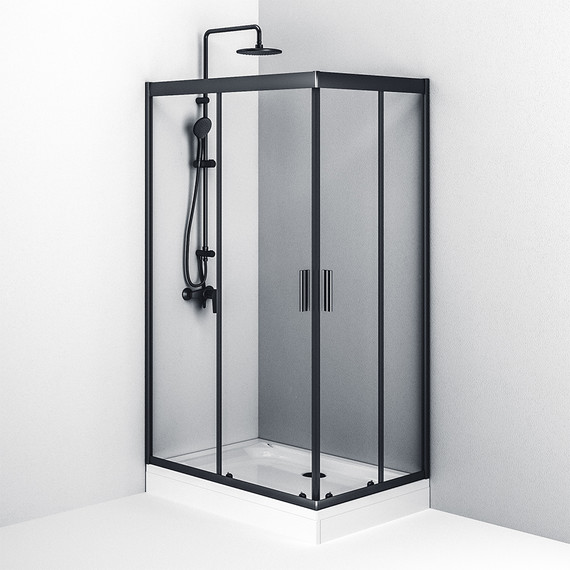 Душевое ограждение Am.Pm Gem Twin Slide 120x80 см W90G-404-120280-BT, черный/прозрачное - 5 Душевое ограждение Am.Pm Gem Twin Slide 120x80 см W90G-404-120280-BT, черный/прозрачное фото 5