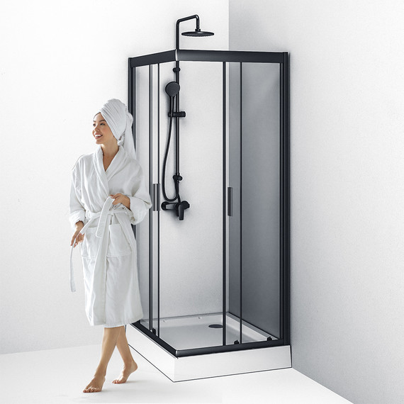 Душевое ограждение Am.Pm Gem 100х80 см W90G-404-100280-BT, чёрный/прозрачное - 6 Душевое ограждение Am.Pm Gem 100х80 см W90G-404-100280-BT, чёрный/прозрачное фото 6