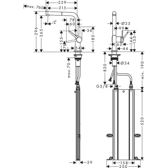 Смеситель для кухни Hansgrohe Talis M54 72809800, сталь фото 7