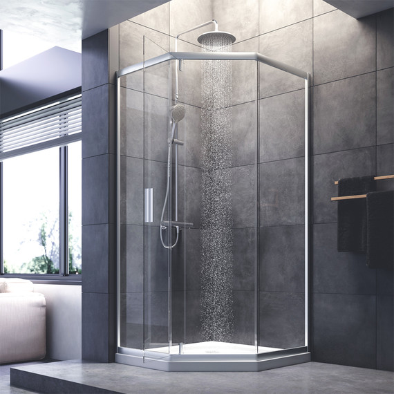 Душевое ограждение Am.Pm Gem 90x90 см W90G-405-090MT, хром/прозрачное фото 3