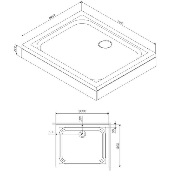 Поддон акриловый Am.Pm Gem 100x80 см W90T-404-100280W фото 5