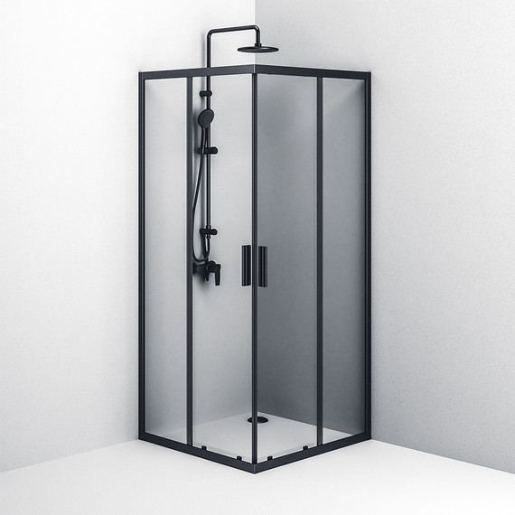 Душевое ограждение Am.Pm Gem S Square Slide 90x90 см W93G-403-090BT, черный/прозрачное фото 5