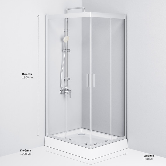 Душевое ограждение Am.Pm Gem 100х80 см W90G-404-100280-MT, серебро/прозрачное фото 10