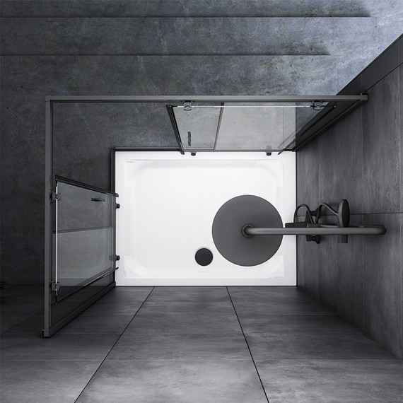 Душевое ограждение Am.Pm Gem Twin Slide 120x90 см W90G-404-120290-BT, черный/прозрачное - 4 Душевое ограждение Am.Pm Gem Twin Slide 120x90 см W90G-404-120290-BT, черный/прозрачное фото 4