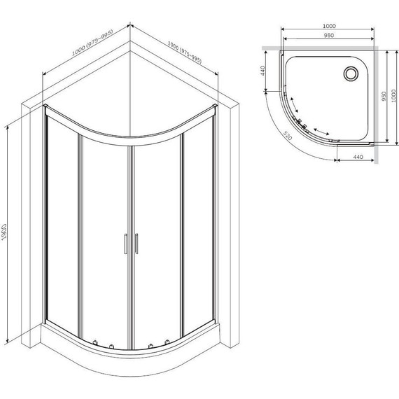 Душевое ограждение Am.Pm Gem 100х100 см W90G-401-100WT, хром/прозрачное фото 14