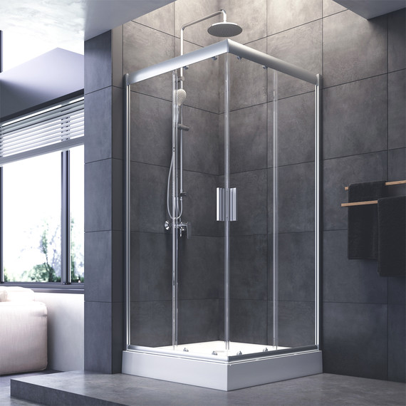 Душевое ограждение Am.Pm Gem 90х90 см W90G-403-090MT, серебро/прозрачное - 2 Душевое ограждение Am.Pm Gem 90х90 см W90G-403-090MT, серебро/прозрачное фото 2