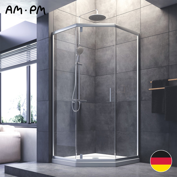 Душевое ограждение Am.Pm Gem 90x90 см W90G-405-090MT, хром/прозрачное фото 13