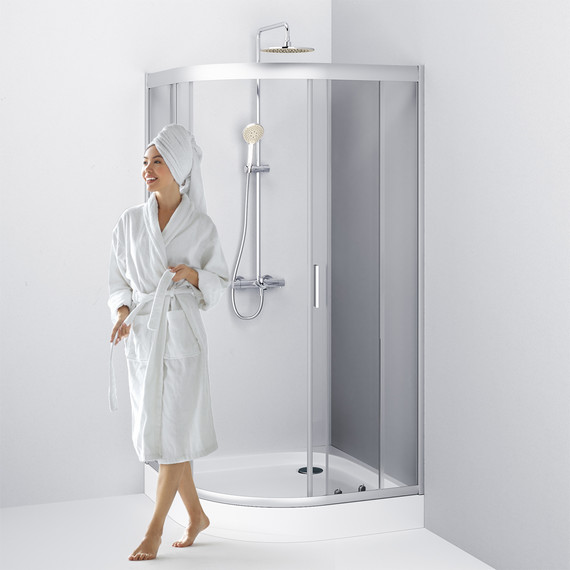 Душевое ограждение Am.Pm Gem 100х100 см W90G-401-100WT, хром/прозрачное фото 6