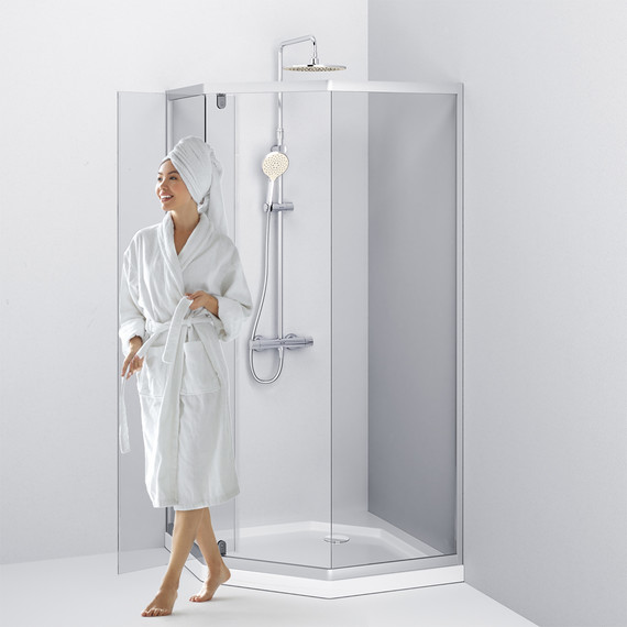 Душевое ограждение Am.Pm Gem 90x90 см W90G-405-090MT, хром/прозрачное фото 6