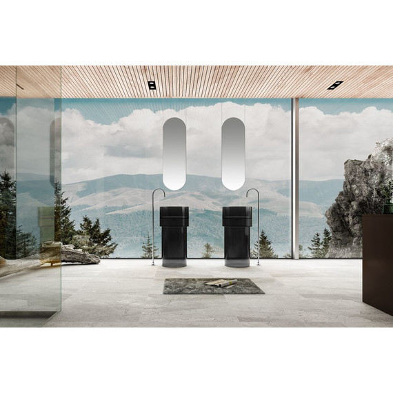 Раковина напольная прозрачная Abber Kristall 45 см AT2701Onyx, черный фото 2