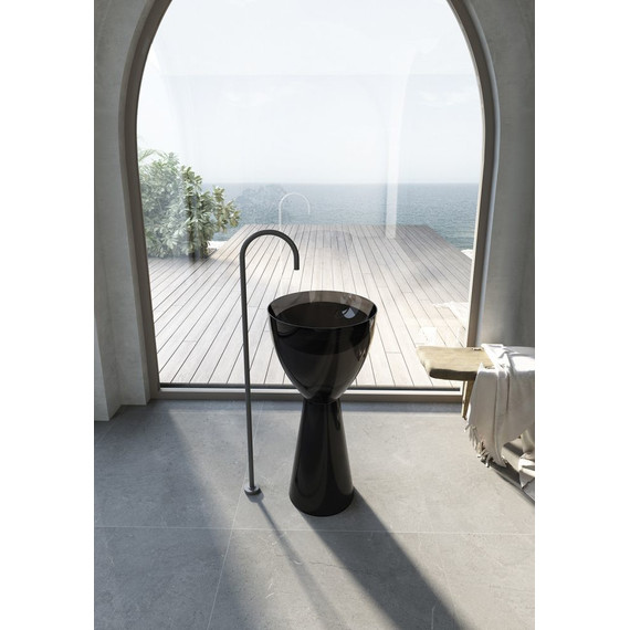 Раковина напольная прозрачная Abber Kristall 45 см AT2703Onyx, черный - 3 Раковина напольная прозрачная Abber Kristall 45 см AT2703Onyx, черный фото 3