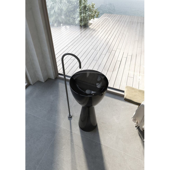 Раковина напольная прозрачная Abber Kristall 45 см AT2703Onyx, черный - 2 Раковина напольная прозрачная Abber Kristall 45 см AT2703Onyx, черный фото 2