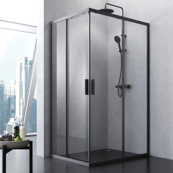 Душевое ограждение Am.Pm Gem S Twin Slide 120x90 см W93G-404-120290-BT, черный/прозрачное - 2 Душевое ограждение Am.Pm Gem S Twin Slide 120x90 см W93G-404-120290-BT, черный/прозрачное фото 2