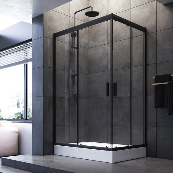 Душевое ограждение Am.Pm Gem Twin Slide 120x80 см W90G-404-120280-BT, черный/прозрачное - 2 Душевое ограждение Am.Pm Gem Twin Slide 120x80 см W90G-404-120280-BT, черный/прозрачное фото 2