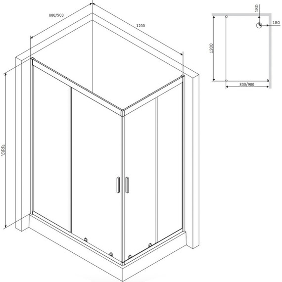 Душевое ограждение Am.Pm Gem Twin Slide 120x80 см W90G-404-120280-MT, хром/прозрачное - 14 Душевое ограждение Am.Pm Gem Twin Slide 120x80 см W90G-404-120280-MT, хром/прозрачное фото 14