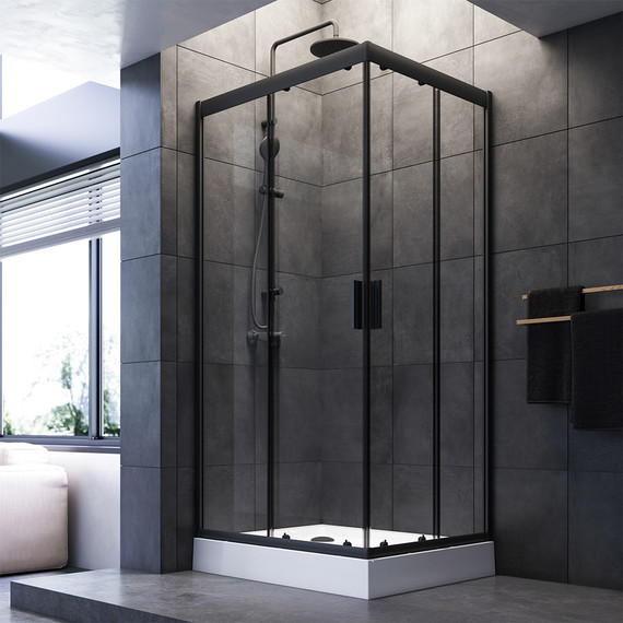 Душевое ограждение Am.Pm Gem 100х80 см W90G-404-100280-BT, чёрный/прозрачное - 2 Душевое ограждение Am.Pm Gem 100х80 см W90G-404-100280-BT, чёрный/прозрачное фото 2