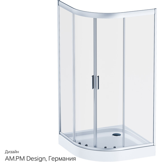 Душевое ограждение Am.Pm Gem 100х100 см W90G-401-100WT, хром/прозрачное фото 11