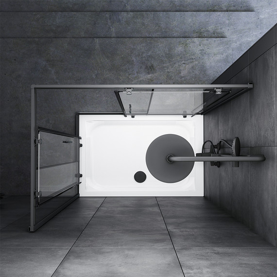 Душевое ограждение Am.Pm Gem Twin Slide 120x80 см W90G-404-120280-BT, черный/прозрачное - 4 Душевое ограждение Am.Pm Gem Twin Slide 120x80 см W90G-404-120280-BT, черный/прозрачное фото 4