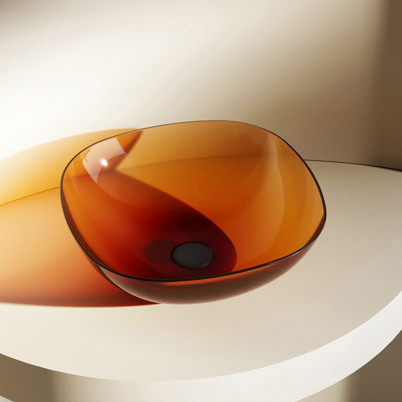 Раковина-чаша прозрачная Abber Kristall 43 см AT2806Opal, красный фото 