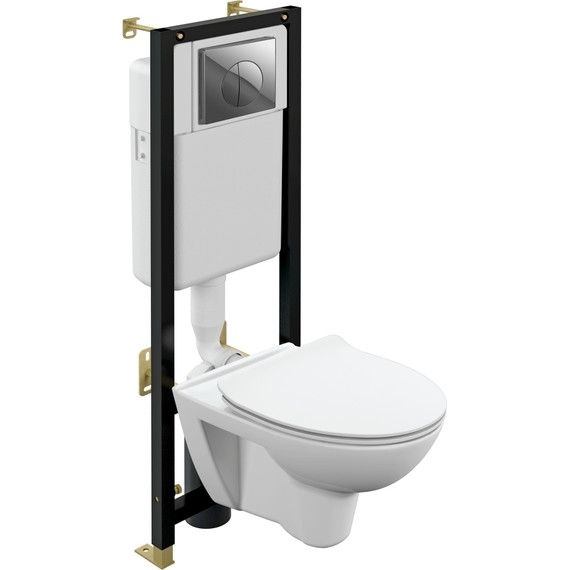 Инсталляция Cersanit Black с подвесным безободковым унитазом Parva New Clean On A64231 фото 