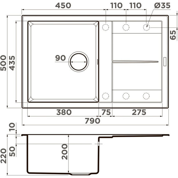 Кухонная мойка Omoikiri Sumi 79A GB 4997097, графит, Цвет производителя: графит фото 5