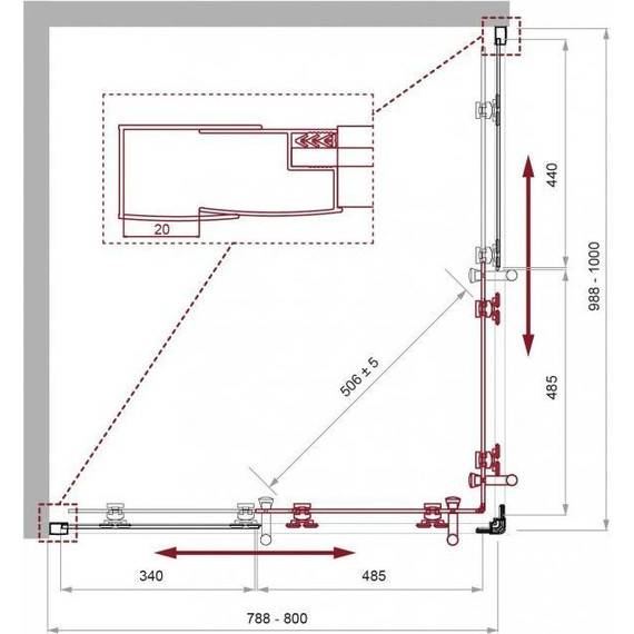Душевое ограждение BelBagno 100x80 см UNO-195-AH-2-100/80-C-NERO, черный/прозрачное - 3 Душевое ограждение BelBagno 100x80 см UNO-195-AH-2-100/80-C-NERO, черный/прозрачное фото 3