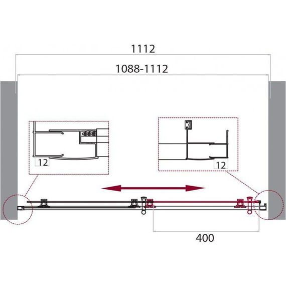 Душевая дверь BelBagno 110 см UNO-195-BF-1-110-C-NERO, черный/прозрачное фото 3