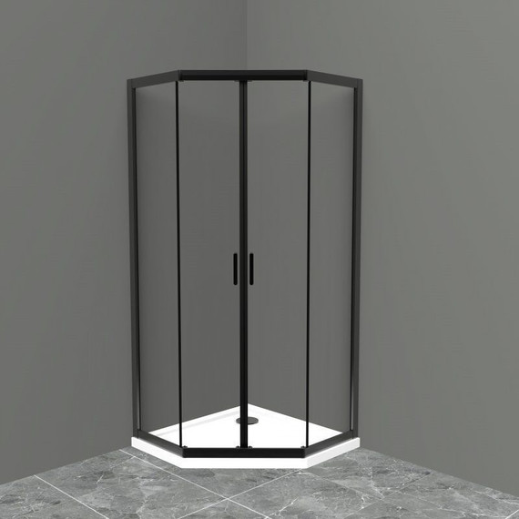 Душевое ограждение BelBagno 90x90 см UNO-195-P-2-90-C-NERO, черный/прозрачное фото 2
