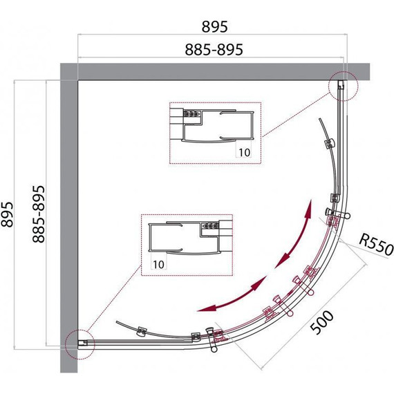 Душевое ограждение BelBagno 90х90 см UNO-195-R-2-90-C-NERO, черный/прозрачное фото 2