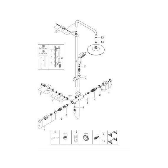 Душевая стойка с термостатом Grohe Vitalio Start System 210 27960001 - 4 Душевая стойка с термостатом Grohe Vitalio Start System 210 27960001 фото 4