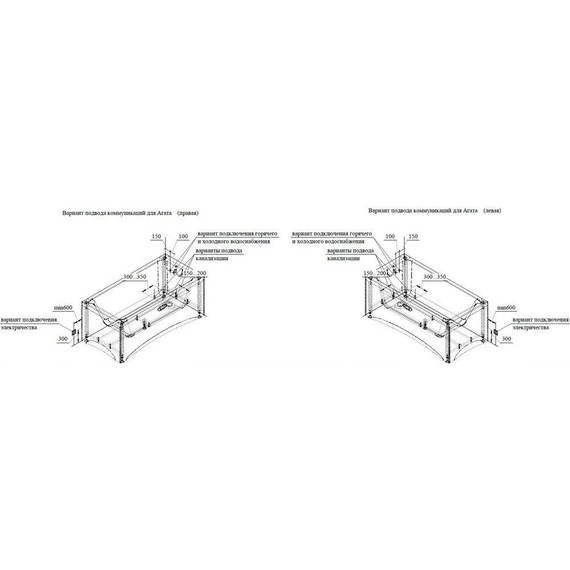 Ванна акриловая Радомир Агата 170x70 см (в комплекте каркас), Размер - мм: 1700х700 фото 10