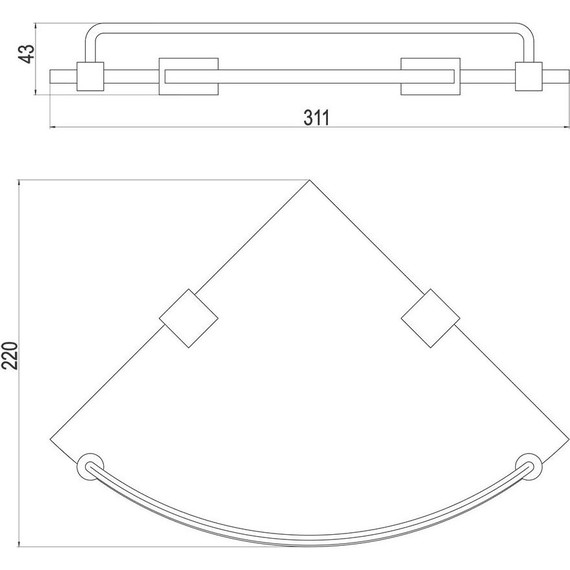 Стеклянная полка угловая Timo Selene 10073/00 - 2 Стеклянная полка угловая Timo Selene 10073/00 фото 2