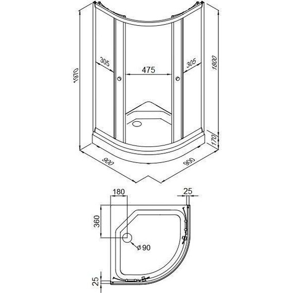 Душевое ограждение Triton Хром 90 см, хром/прозрачное фото 4