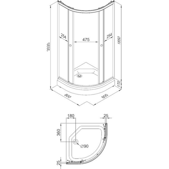 Душевое ограждение Triton Ультра 80 см, белый/прозрачное - 6 Душевое ограждение Triton Ультра 80 см, белый/прозрачное фото 6