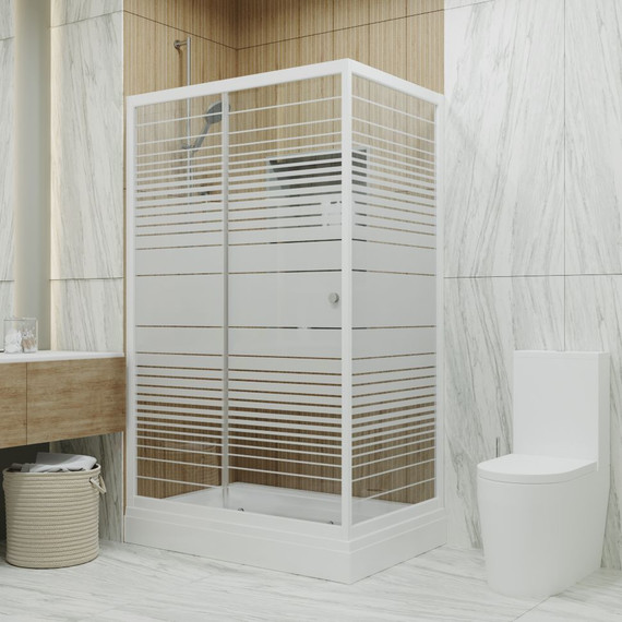 Душевое ограждение Triton Фьюжн полосы 100x80 см, белый/узор фото 2