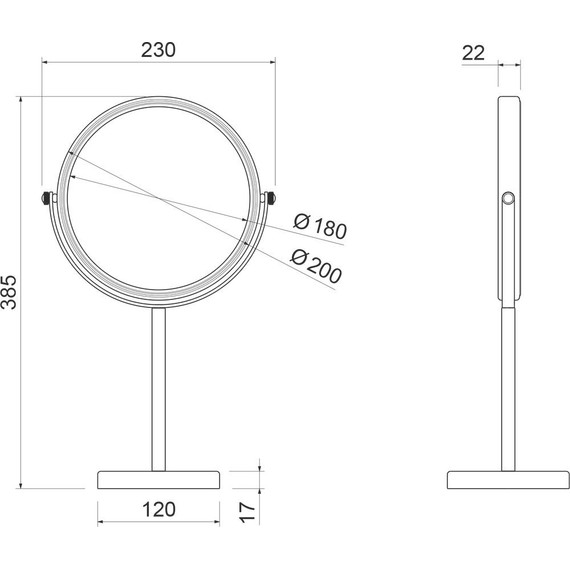 Зеркало косметическое настольное Timo Saona 13274/03, чёрный фото 2