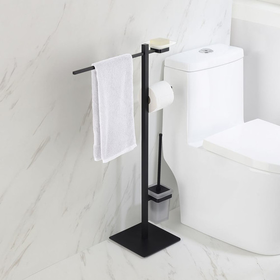 Стойка с держателем и ёршиком Timo Selene 14085/03, цвет чёрный - 4 Стойка с держателем и ёршиком Timo Selene 14085/03, цвет чёрный фото 4